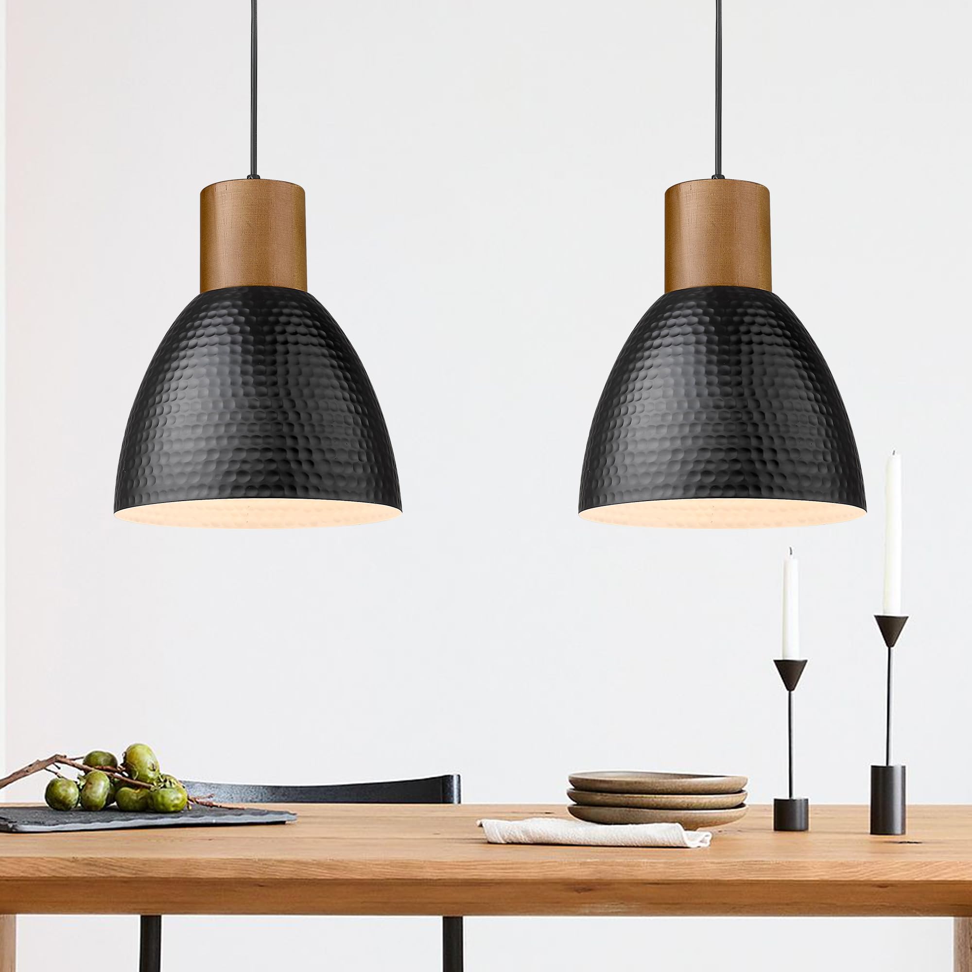 ELYONA 2 Pack Hammered Pendant Lights, 10.2” Industrial Metal ELYONA 2 Pack Hammered Pendant Lights, 10.2” Industrial Metal